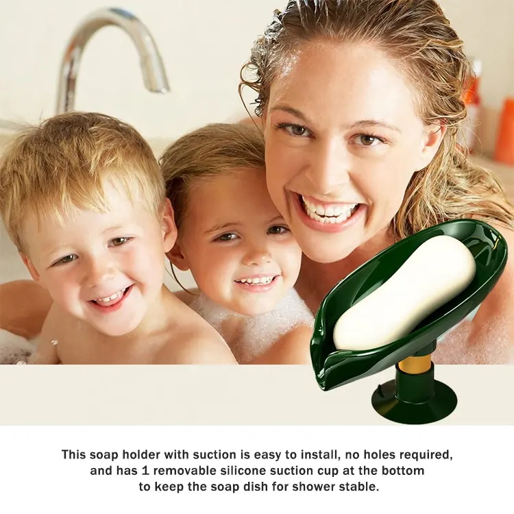 Creative Leaf Shaped Shelving Soap Box with Suction Cup