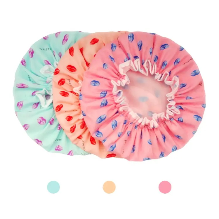 PEVA Double Layer Shower Cap Custom Logo Hair Dryer Caps