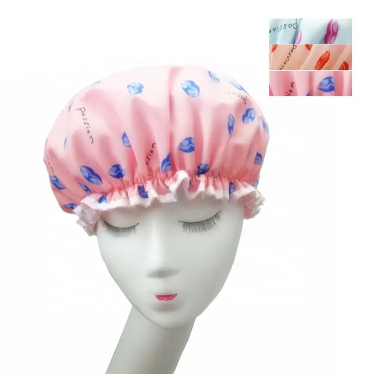 PEVA Double Layer Shower Cap Custom Logo Hair Dryer Caps
