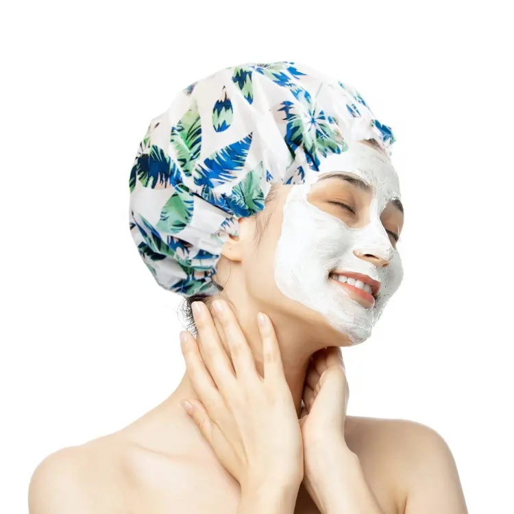Double Layer Waterproof Elastic Adjustable Bath Shower Cap