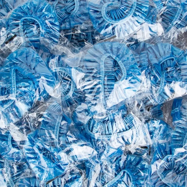 100Pcs Waterproof Elastic Bathing Cap Blue Disposable Shower Cap