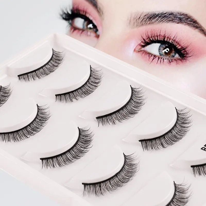 Natural 5 Pairs Curl Synthetic 6D Cat Eye False Eyelashes