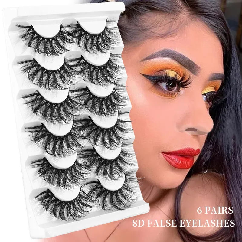 8D Natural Faux Mink False Eyelashes 6 Pairs