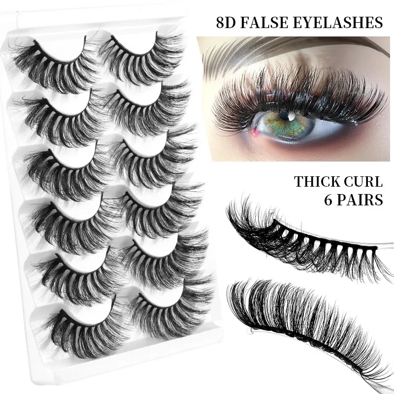 8D Natural Faux Mink False Eyelashes 6 Pairs