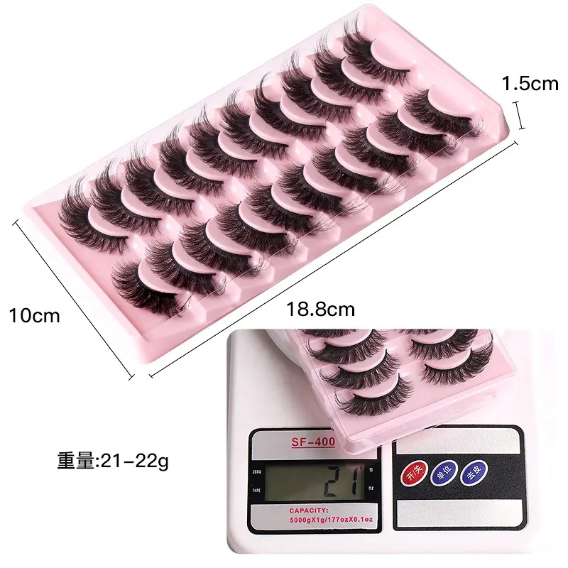 8D Thick Handmade Soft 10 Pairs False Eyelashes With Tray