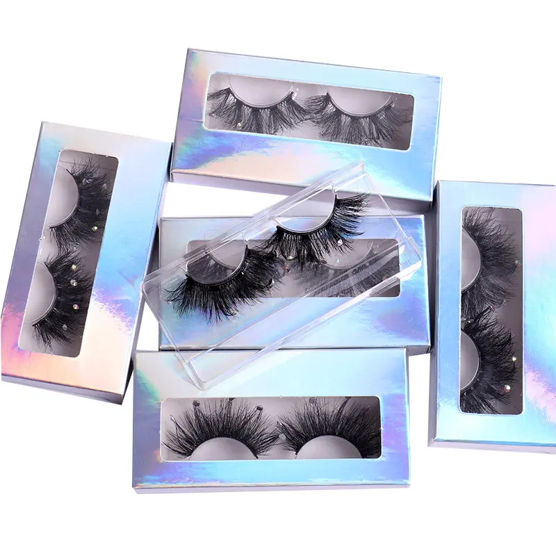 Fluffy 8D Mink Faux Lashes One Pair False Eyelashes With Diamond