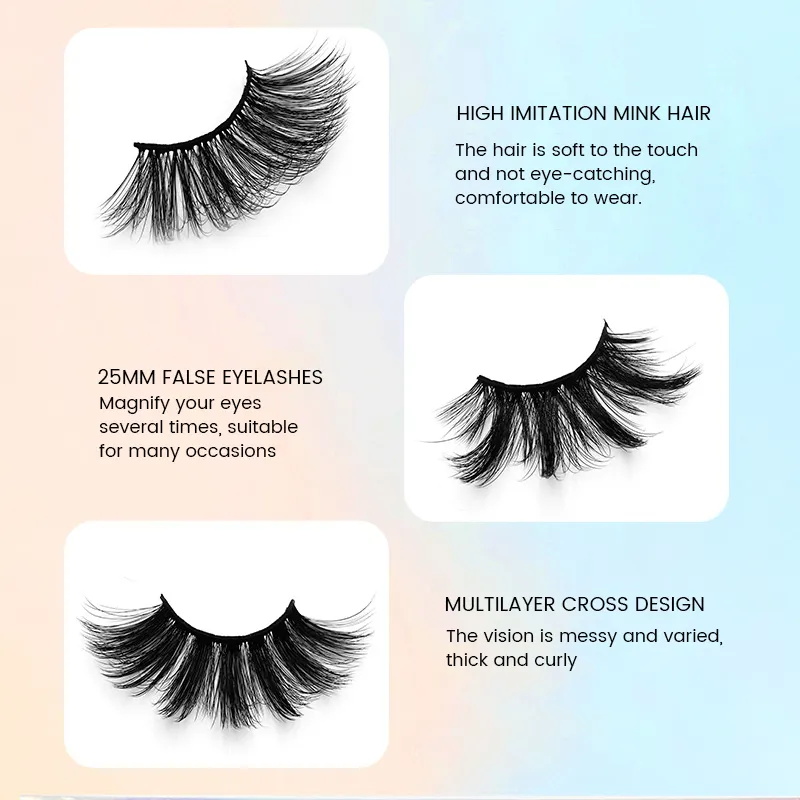 6D 25Mm Natural Faux Mink Fake Fluffy Wispy Lashes