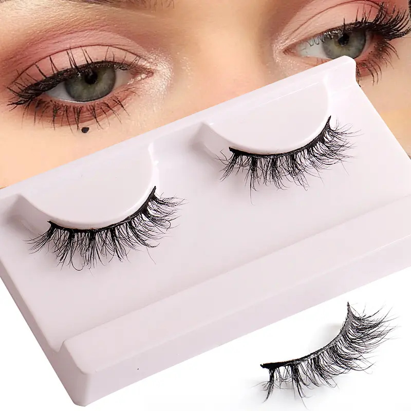 One Pair Natural Reusable Short 3D False Eyelashes