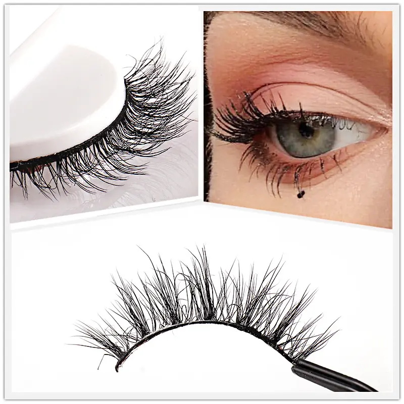One Pair Natural Reusable Short 3D False Eyelashes