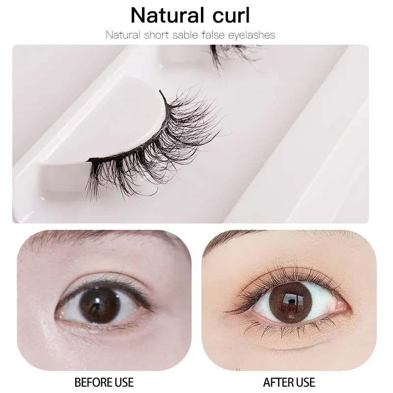 One Pair Natural Reusable Short 3D False Eyelashes