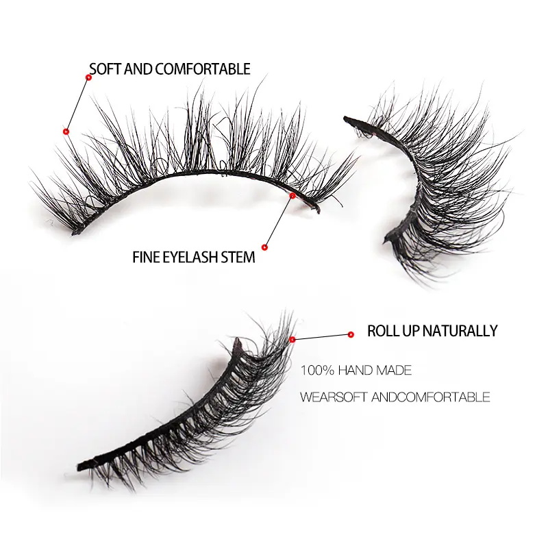 One Pair Natural Reusable Short 3D False Eyelashes