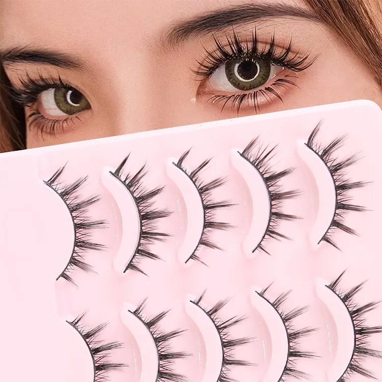 Natural look False Eyelashes Private Label With Pink Tray