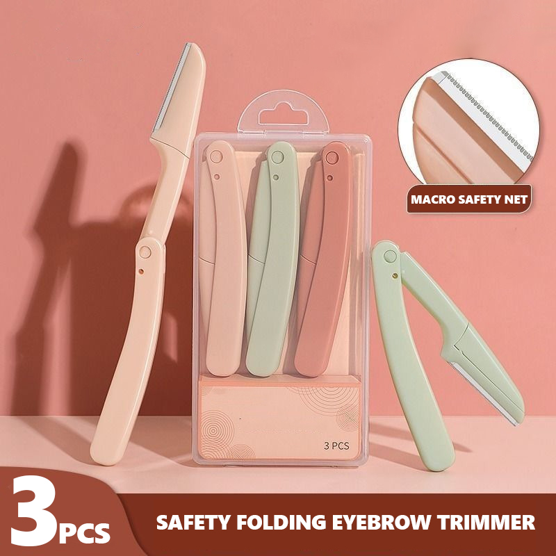 Folding 3Pcs Eyebrow Razor Safety Blade Eyebrow Trimmer Razor Set