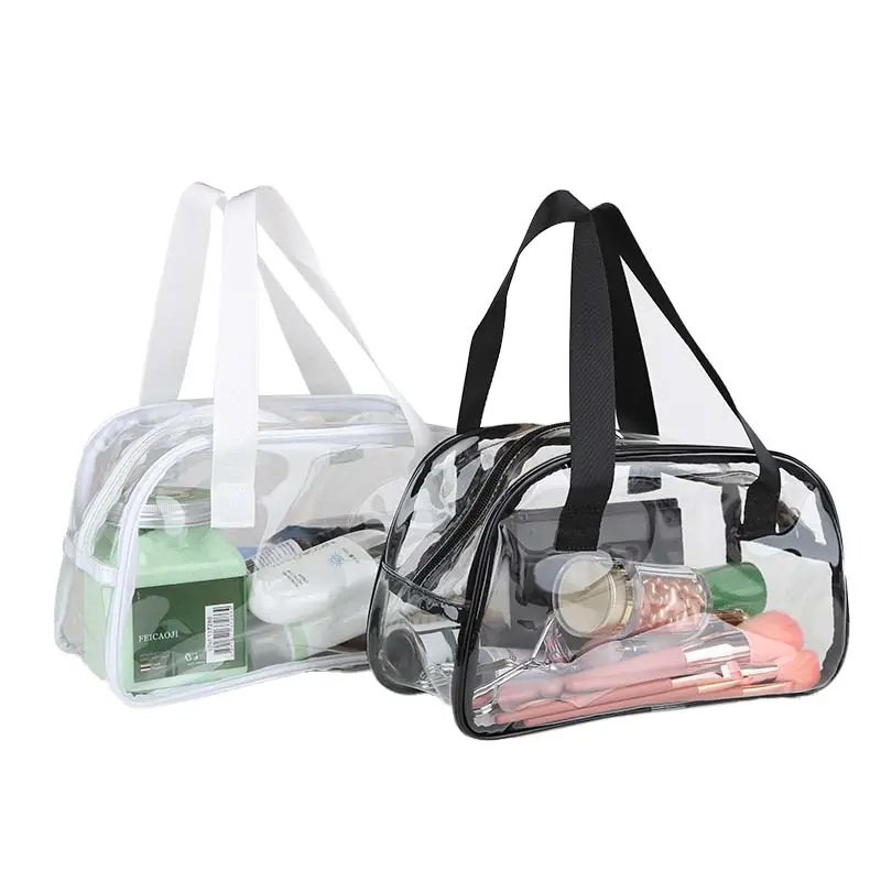 Clear Toiletry Bag Pvc Cosmetic Travel Case With Handle