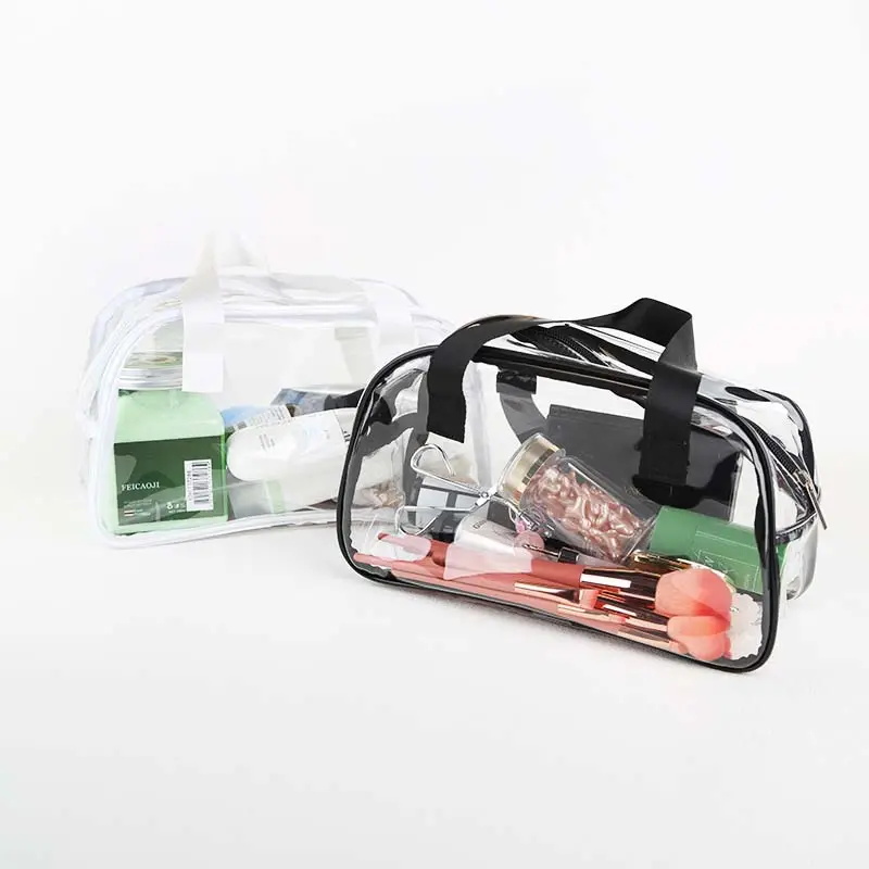 Clear Toiletry Bag Pvc Cosmetic Travel Case With Handle