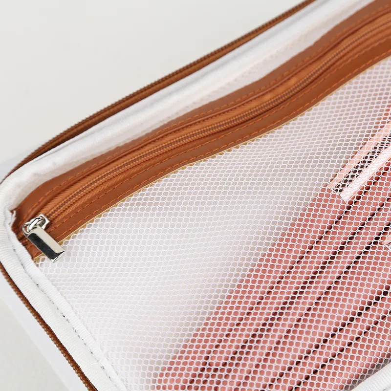 Portable Oblong Rectangle Canvas Cosmetics Bag With Zipper